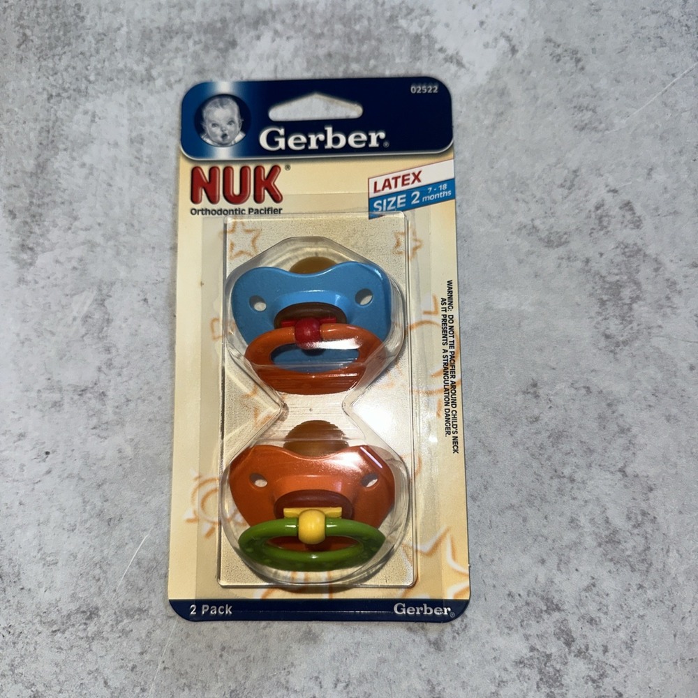 2 Set Gerber Original NUK Orthodontic PACIFIER Size 2 6-18 months Latex Blue